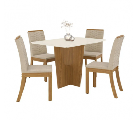 JUEGO DE COMEDOR HENN VERTICE 4 SILLAS ISA NAT/OFFW