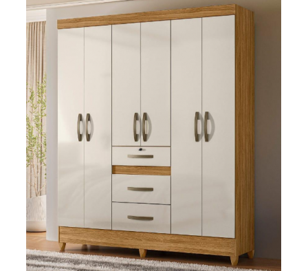 ROPERO ITATIBA 6 PUERTAS FREIJO OFF WHITE